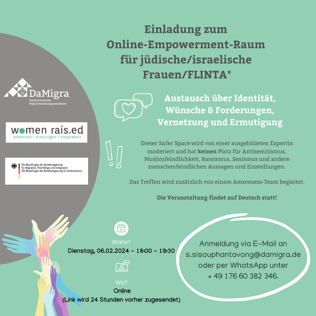 You are currently viewing  Women Rais.ed I Einladung zum Empowerment-Raum für jüdische/israelische Frauen/FLINTA*
