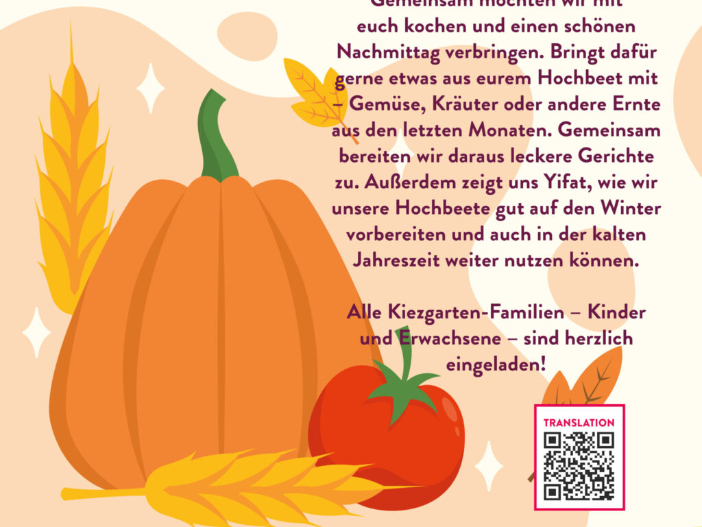 Kiezgarten-Erntefest für unsere Projektfamilien